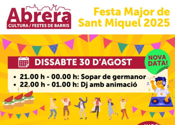 Festa Major de Sant Miquel: dissabte 30 d'agost (ACTIVITATS AJORNADES AL JULIOL)