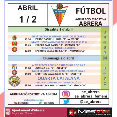 Competicions esportives 01 i 02.04.2023 - AE Abrera visitants