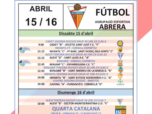 Competicions esportives 15 i 16.04.23 - AE Abrera local