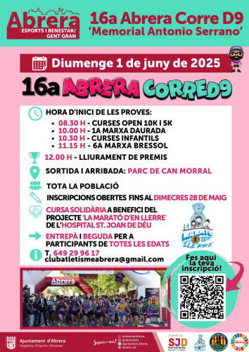 Cartell de la 16a Abrera Corre D9 2025