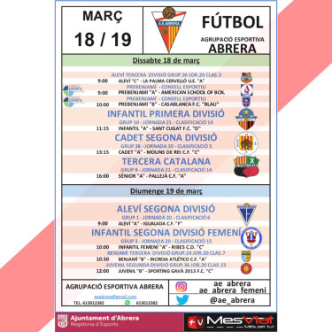 Competicions esportives - AE Abrera 18 i 19.03.23. A CASA