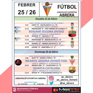 Partits AE ABRERA - 25 i 26.02.23 - LOCAL