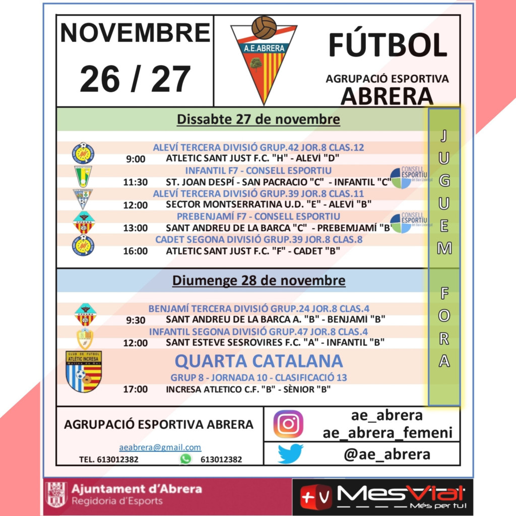 Agrupació Esportiva Abrera - Partits Fòra 26 i 27 de novembre de 2022