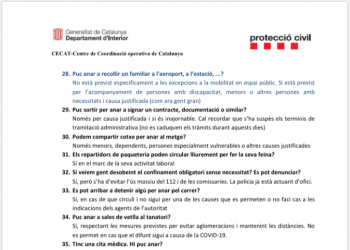 Preguntes sobre les restriccions d'activitats per la contenció i prevenció del coronavirus SARS-COV-2