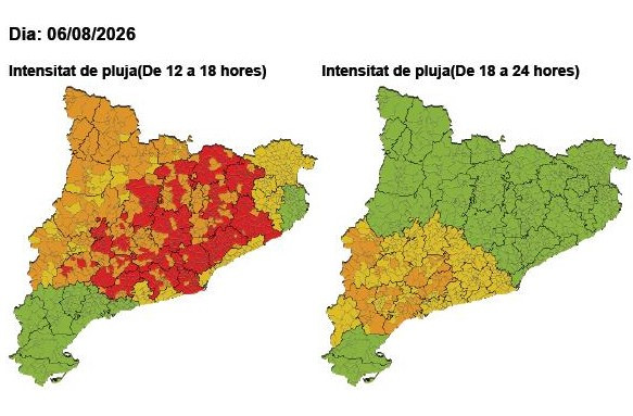 Consells de prevenció davant la previsió de pluges intenses que poden afectar Abrera i la comarca del Baix Llobregat aquest dijous 6 d'agost de 2026