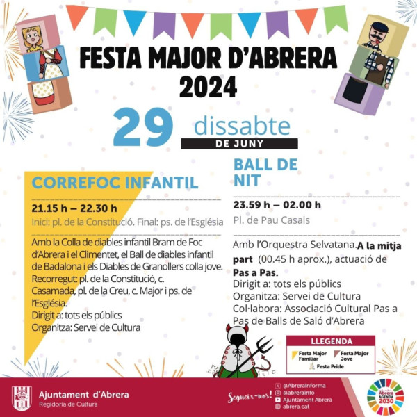 Festa Major 2024: Programació de dissabte 29 de juny