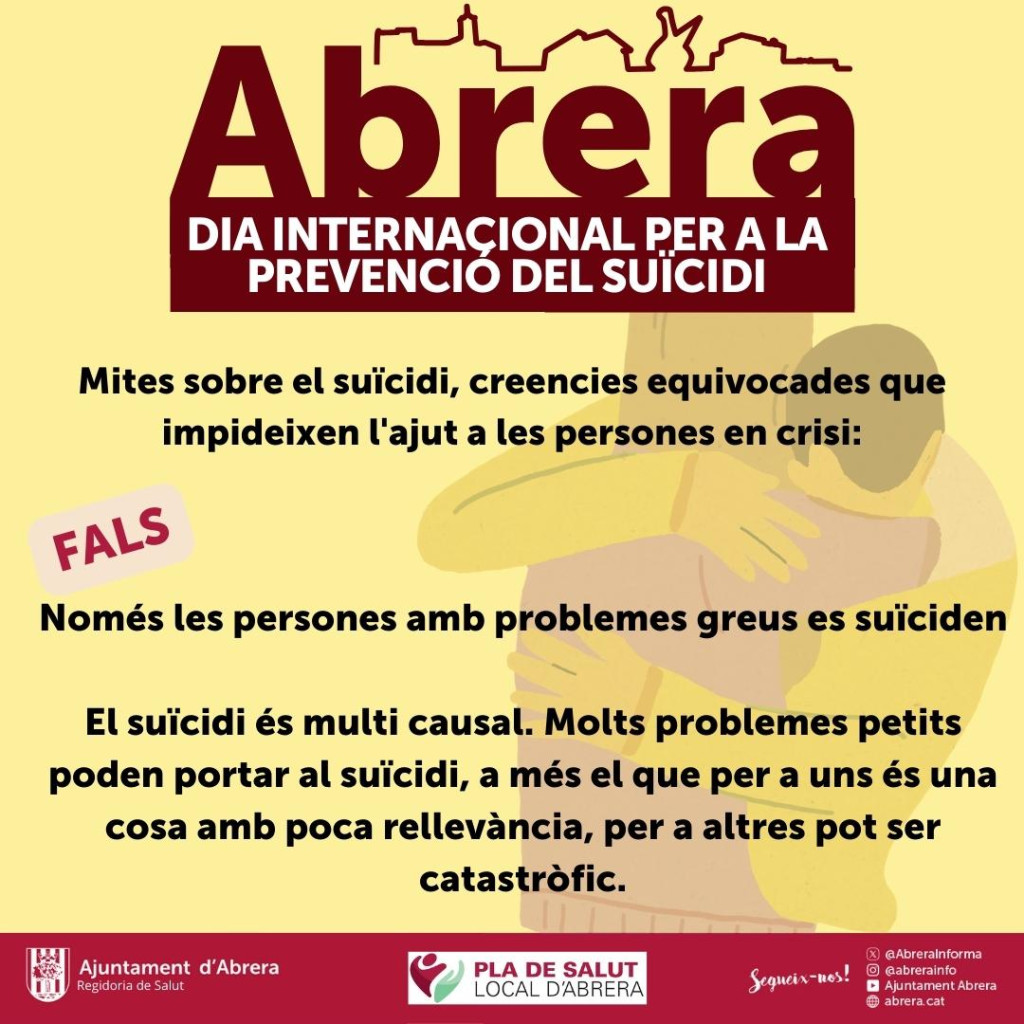 Commemorem el Dia Internacional per a la Prevenció del Suïcidi, el proper diumenge 10 de setembre