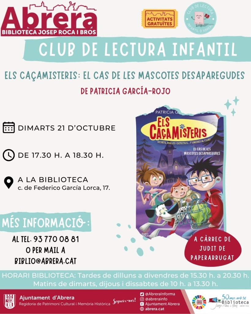 Atenció! La Biblioteca Josep Roca i Bros d'Abrera ha engegat el nou curs amb activitats per a tothom! Preneu nota! Us hi esperem!