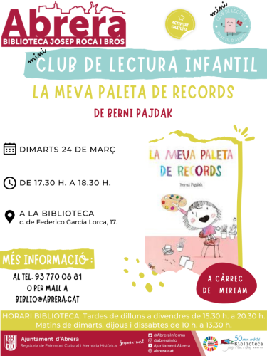 Biblioteca Josep Roca i Bros. Mini Club de Lectura Infantil. Març 2026