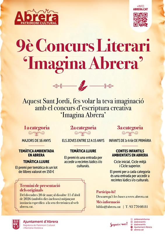 Cartell 9è Concurs literari 'Imagina Abrera' 2026