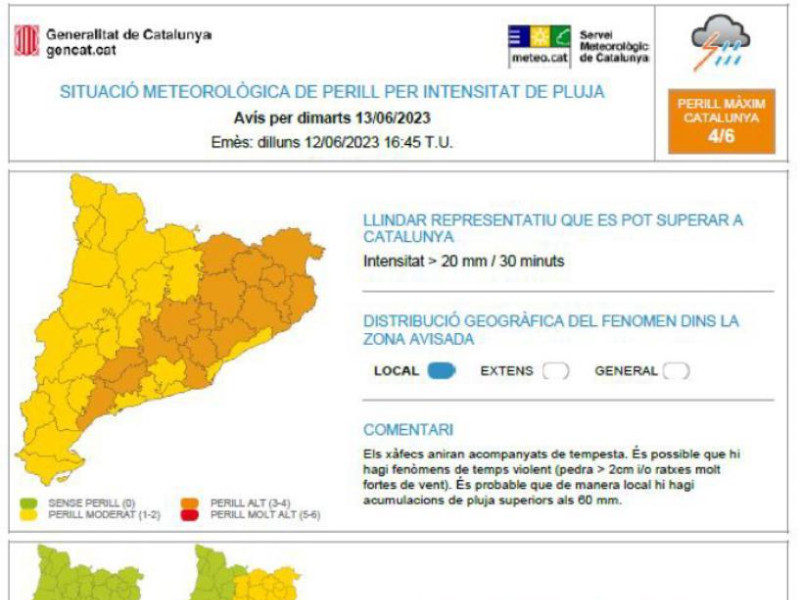 Avís per pluges 13-06-23