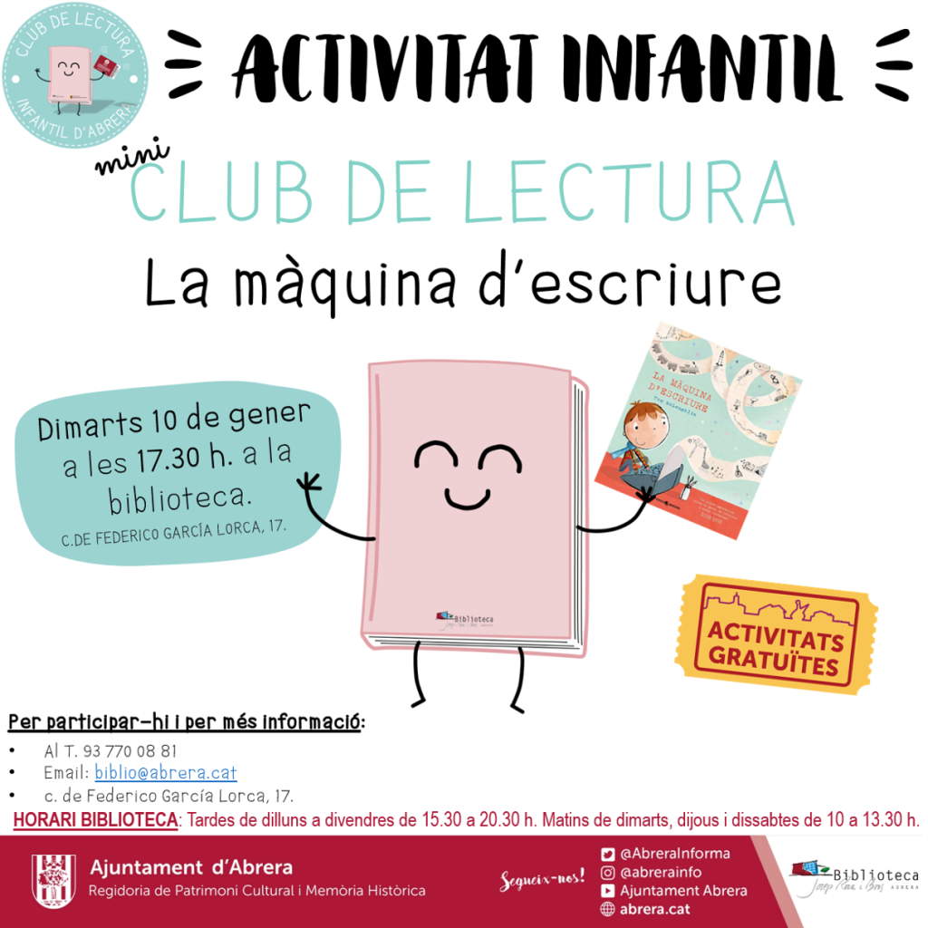 Biblioteca Josep Roca i Bros - Mini Club de Lectura dimarts 10 de gener 2023