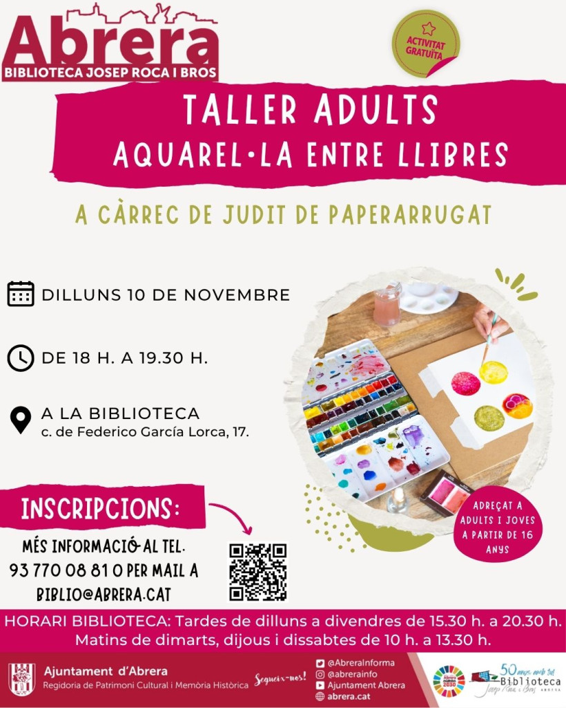 Biblioteca novembre 2025 - Taller adults Aquarel·la