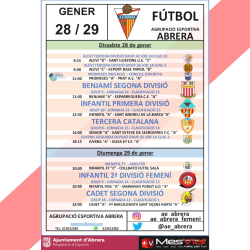 Calendari partits AE Abrera - Dissabte 28 de gener i Diumenge 29 de gener - A Casa.jpg