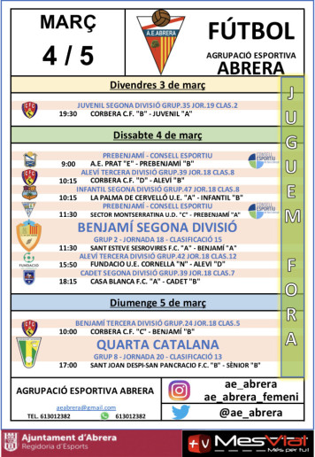 Calendari partits AE Abrera - Dissabte 4 i diumenge 5 de març fora.jpg