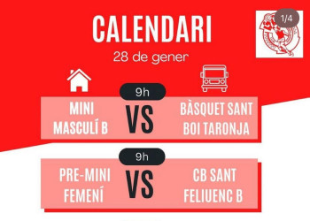 Calendari partits CB Abrera - Dissabte 28 de gener - A Casa