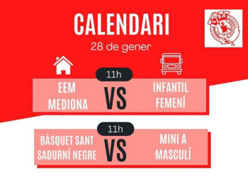 Calendari partits CB Abrera - Dissabte 28 de gener - A Fora