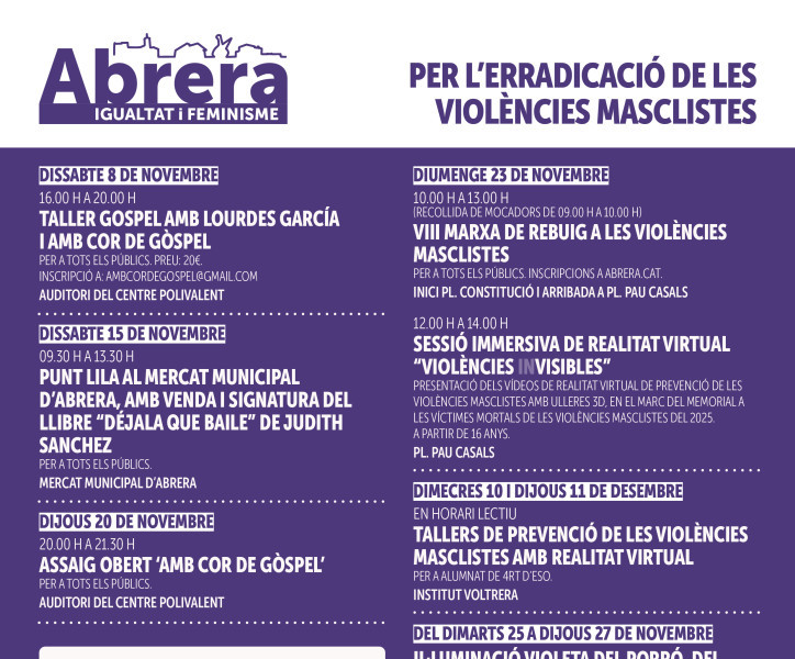 Durant el mes de novembre commemorem el Dia Internacional contra les violències envers les dones amb diverses propostes per a tots els públics