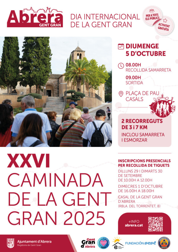 Obrim les inscripcions de la 26a Caminada de la Gent Gran d'Abrera