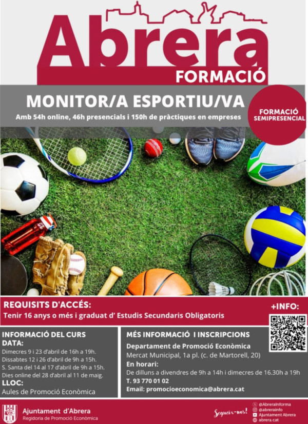 Cartell curs monitor-a esportiu-va - Inici abril 2025