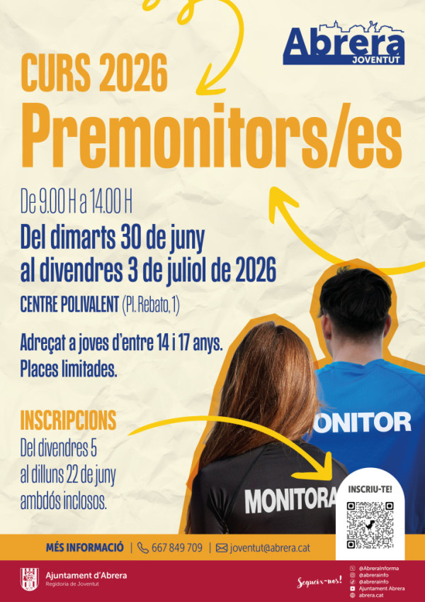 Ei, jove! T'agradaria iniciar-te en el món del lleure i les activitats infantils i juvenils? Inscriu-te al Curs de Premonitors/es de 2026!