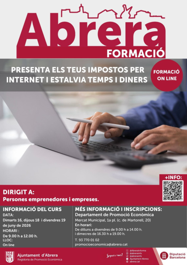 Cartell curs Presenta els teus impostos per Internet i estalvia temps - Juny 2026
