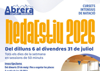 Abrera amb l'esport! Aquest dimarts 21 de maig s'obren les inscripcions dels cursets de natació intensius NedaEstiu al Centre Aquàtic Municipal (CAM)