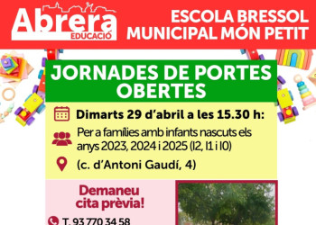 Cartell jornada de portes obertes preinscripció curs 2025-2026 Escola Bressol Municipal Món Petit d'Abrera