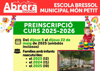 Cartell preinscripció curs 2025-2026 Escola Bressol Municipal Món Petit d'Abrera