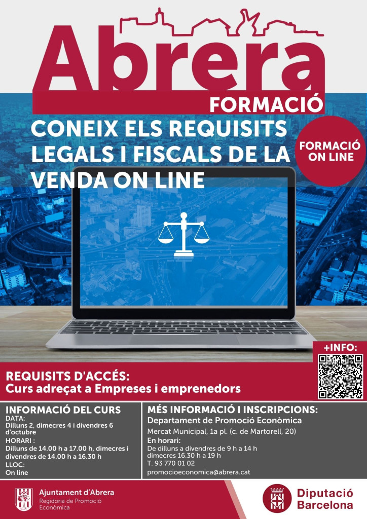 Cartell curs Requisits legals de la venda online pera a empreses i persones emprenedores