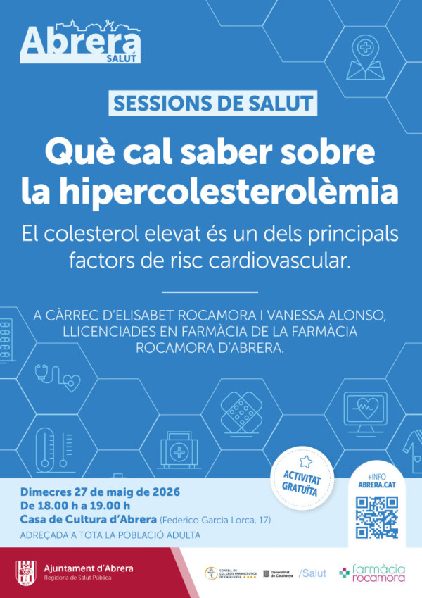 Sessió de salut 27 de maig de 2026: Què cal saber de la hipercolesterolèmia