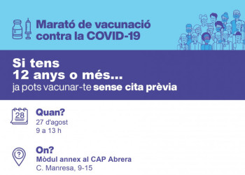Campanya de vacunació contra la Covid-19 a Abrera el divendres 27 d'agost de 2021