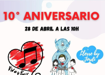 L’entitat Vive y Baila d'Abrera celebrarà el seu 10è aniversari amb una festa solidària, el proper diumenge 28 d'abril, a favor de l'entitat Llerre By Jordi