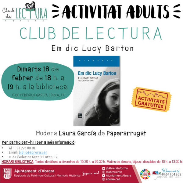 Biblioteca Josep Roca i Bros. Club de lectura adults, febrer 2025