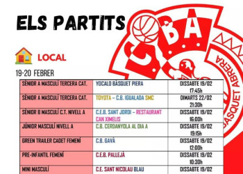 Club Bàsquet Abrera -Calendari partits dissabte 19 i diumenge 20 de febrer de 2022 - Local