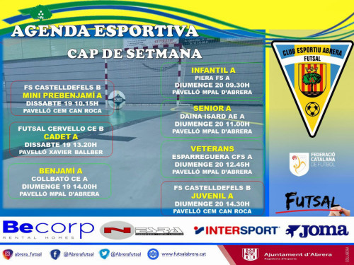 Club Esportiu Futsal Abrera -Calendari partits dissabte 19 i diumenge 20 de febrer de 2022.jpeg