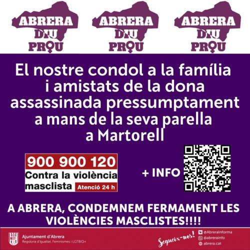 Condemnem el presumpte feminicidi d’una dona a Martorell i mostrem el nostre rebuig més ferm a les violències masclistes