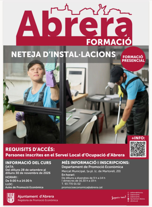 Cartell Curs de neteja d'instal·lacions - Inici setembre de 2026