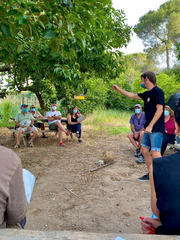 Una vintena de veïns i veïnes d'Abrera assisteixen a la sessió informativa sobre la vespa asiàtica als horts socials de Can Morral