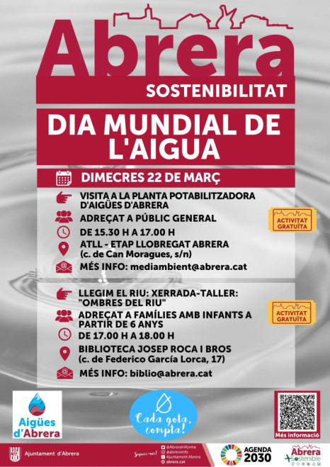 Commemorem el dia mundial de l'aigua, per unir-nos en favor d'aquest bé natural escàs i prendre consciència de la seva importància, amb dues activitats divulgatives