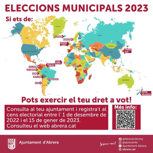Inscripció al cens electoral de les persones residents Estrangeres (CERE) per a participar en les eleccions municipals