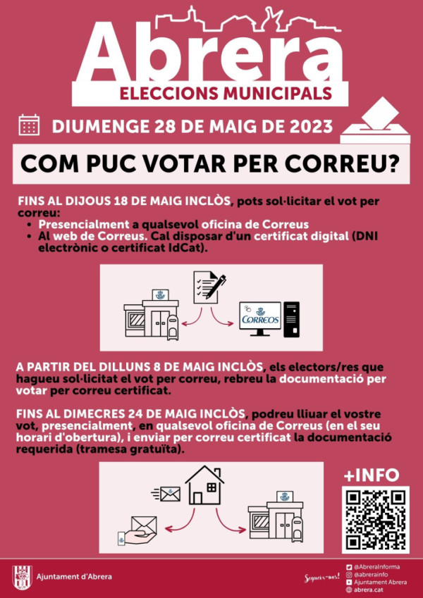 Eleccions municipals 2023. Com puc votar per correu?
