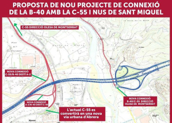 Proposta de nou projecte de connexió de la B-40 amb la C-55 i nus de Sant Miquel