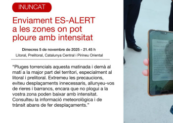 Enviament missatge ES-Alert dimecres 5 de novembre de 2025