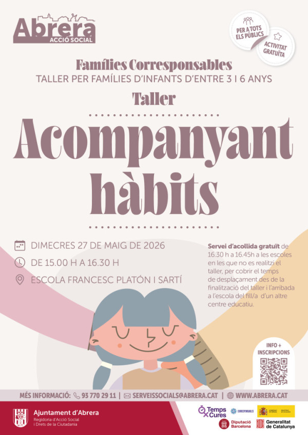 Dimecres 27 de maig de 15.00 h a 16.30 h: Acompanyant hàbits