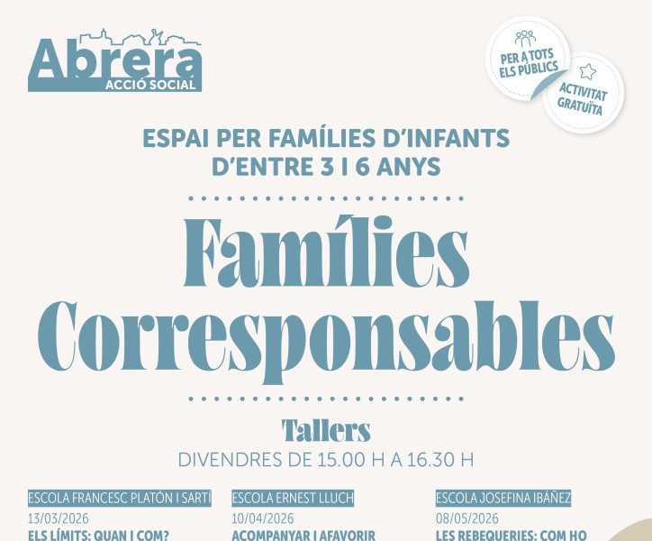 Atenció, famílies! Inscripcions obertes per als tallers 'Vincles, espais d'acompanyament familiar' en l'etapa de 3 a 6 anys