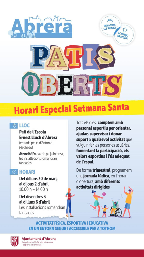 Patis Oberts. Horari especial de Setmana Santa