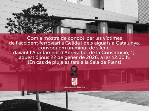Convoquem un minut de silenci en senyal de dol per les víctimes de l'accident ferroviari a Gelida i dels aiguats a Catalunya
