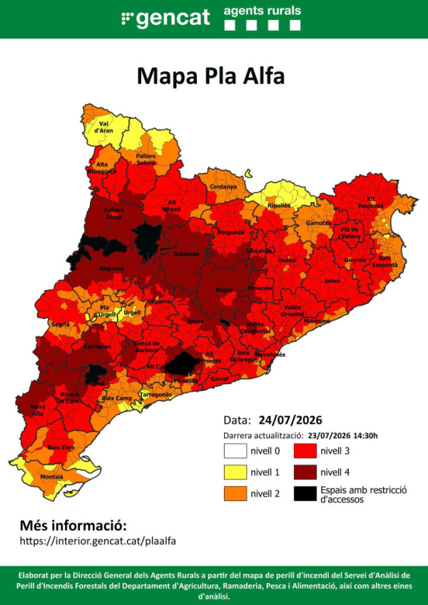 Mapa risc incendi divendres 24.07.26