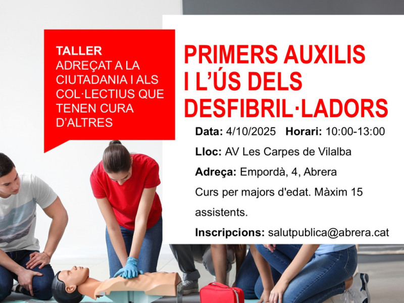 Cartell taller 'Primers auxilis i ús dels desfibril·ladors'